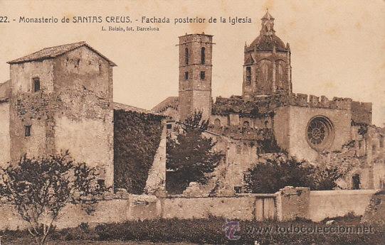 Postkarten: Monasterio de Santes Creus, fachada posterior de la iglesia, editor: Riosin n&ordm; 22