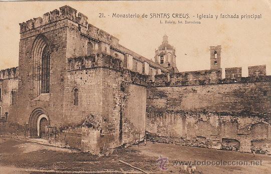 Postkarten: Monasterio de Santes Creus, iglesia y fachada principal, editor: Riosin n&ordm; 21