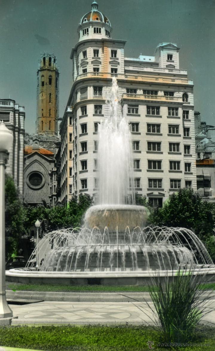 Postales: Lerida. Fuente luminosa, al fondo la Catedral. 60 Ed. Sicilia