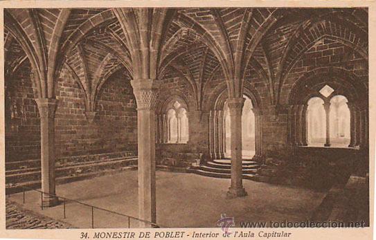 Postkarten: Monasterio de Poblet, interior de la sala capitular, editor: el Monsaterio n&ordm; 34