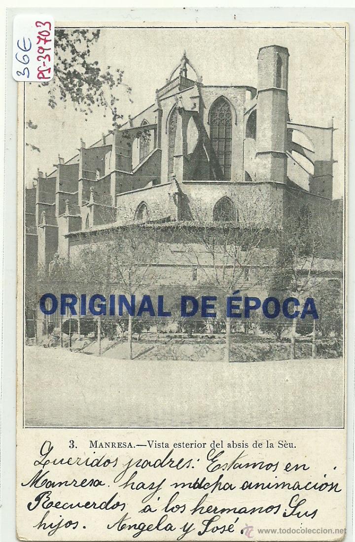Postcards: (PS-39703)POSTAL DE MANRESA-VISTA ESTERIOR DEL ABSIS DE LA SEU.EL PLA DE BAGES