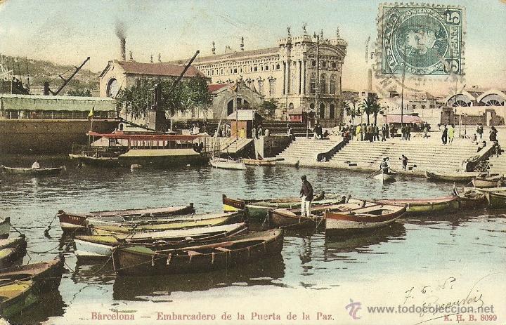 Postales: Barcelona - Embarcadero de la Puerta de la Paz. - Foto 1