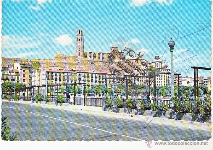 Postales: POSTAL - LERIDA - VISTA Y LA SEO ANTIGUA CATEDRAL - CIRCULADA CON SELLO A&Ntilde;O 1966