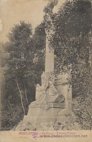 Postkarten: Montserrat, via crucis, estaci&oacute;n decimo tercera, editor: Roca, escrita en 1918