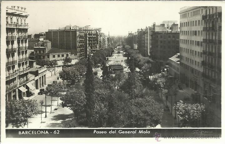 Postales: BARCELONA PASEO GENERAL MOLA ESCRITA - Foto 1