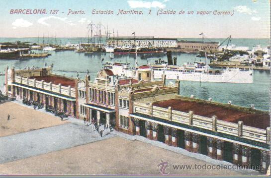  POSTAL BARCELONA - PUERTO ESTACIÓN MARITIMA SALIDA VAPOR CORREO -Nº 127 J. VENINI (Postales - España - Cataluña Antigua (hasta 1939))