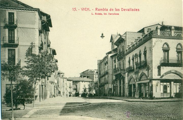 Postales: VICH. RAMBLA DE LAS DEVALLADES. HACIA 1920. ROISIN. - Foto 1