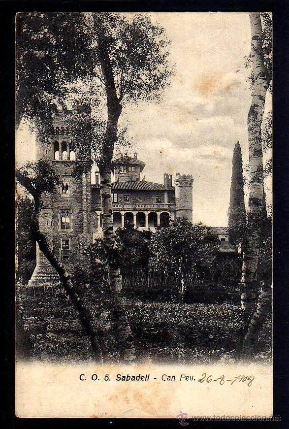Postales: Sabadell. C.O. 5 Can Feu. Circulada el 1908 - Foto 1