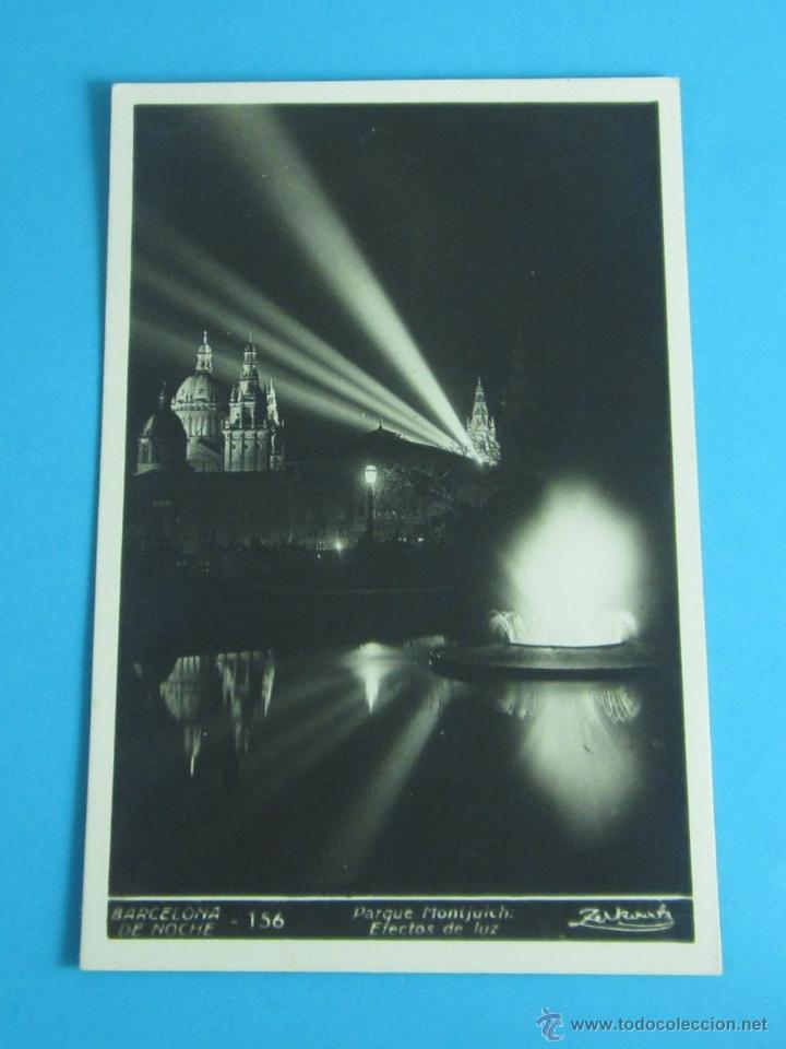 Postales: POSTAL PARQUE MONTJUICH. EFECTOS DE LUZ - Foto 1