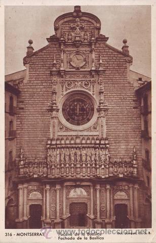 Postales: MONTSERRAT. Fa&ccedil;ada de la Bas&iacute;lica. Fachada de la Bas&iacute;lica. Fot. Junqu&eacute;.