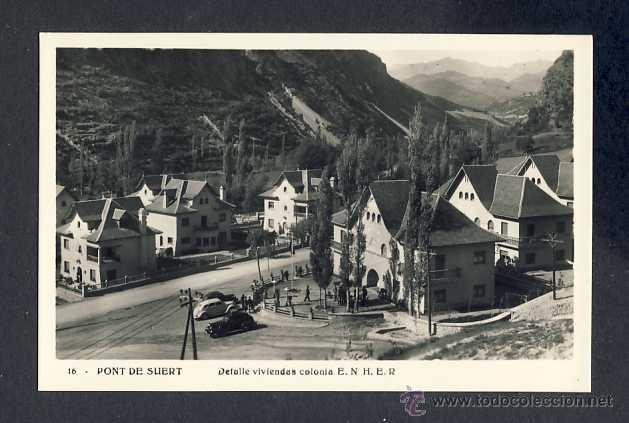 Postales: Postal del PONT DE SUERT: Detall de les vivendes de la col&ograve;nia ENHER (num. 16)