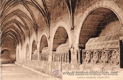 Postais: ANTIGUA POSTAL - MONASTERIO SANTAS CREUS CLAUSTRO SEPULCROS SIGLO XIII - ESCRITA Y CIRCULADA EN 1929