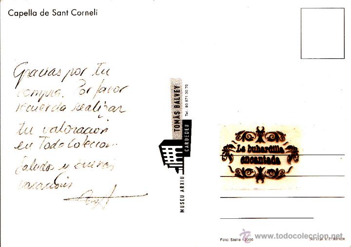 Postales: BARCELONA - CAPILLA DE SANT CORNELI - CIRCULADA SIN SELLO - Foto 2
