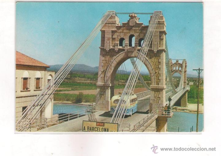 Postales: POSTAL DE AMPOSTA  BELLA PERSPECTIVA DEL PUENTE COLGANTE .