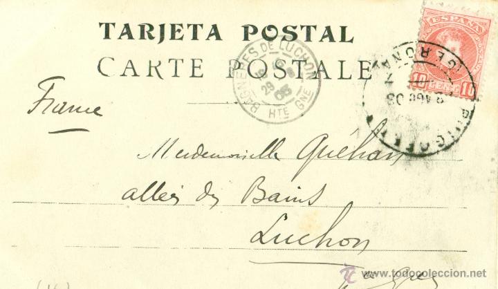Postales: PUIGCERD&Aacute;. LAGO. CIRCULADA EN 1903. - Foto 2