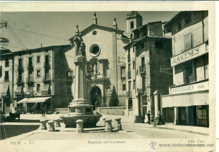 Postales: VICH. RAMBLA DEL CARMEN. CIRCULADA EN 1956. - Foto 1