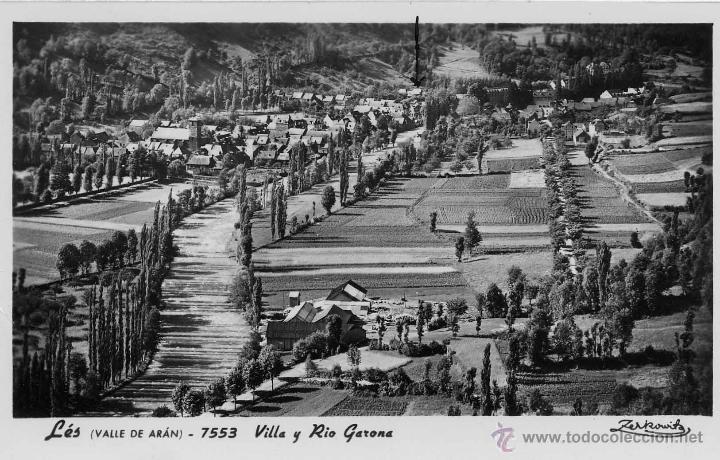 Postales: L&Eacute;S (VALLE DE AR&Aacute;N)- VILLA Y R&Iacute;O GERONA