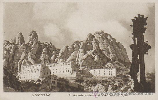 Postkarten: MONTSERRAT, EL MONASTERIO DESDE EL QUINTO MISTERIO DE DOLOR, EDITOR: HUECOGRABADO MUMBR&Uacute;