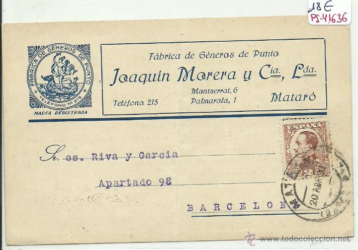 Postkarten: (PS-41636)POSTAL DE MATARO-FABRICA DE GENEROS DE PUNTO JOAQUIN MORERA Y CIA.