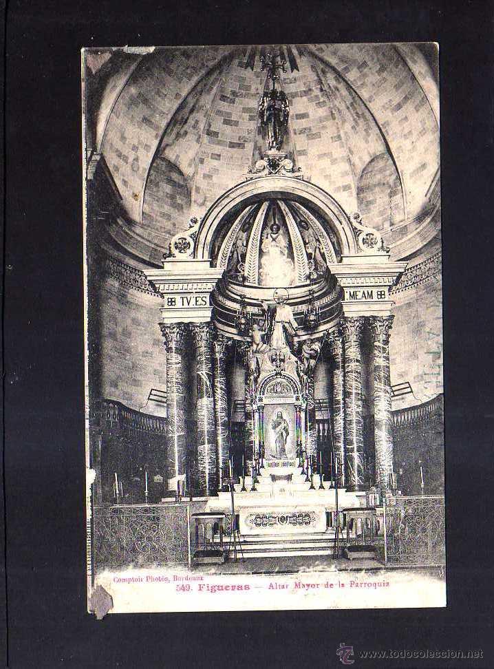 Postales: Figueras. Altar Mayor de la Parroquia. - Foto 1