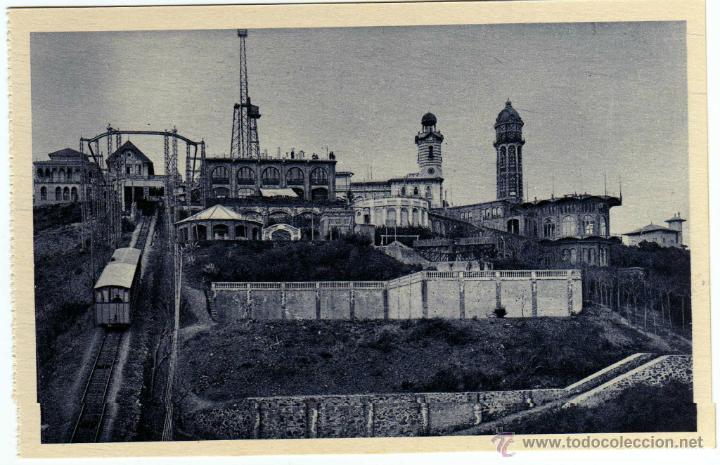 Postales: BONITA POSTAL - BARCELONA - TIBIDABO - ATRACCIONES Y EDIFICIOS DE LA CUSPIDE - Foto 1