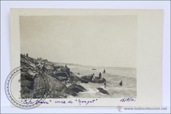 Postkarten: Antigua Postal Fotogr&aacute;fica de la Costa Brava, Cerca de Montgat - 1921 - Circulada, Escrita al Dorso