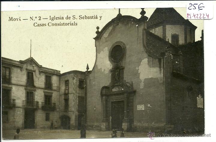 Postcards: (PS-42224)POSTAL FOTOGRAFICA DE MOYA-IGLESIA DE S.SEBASTIA Y CASAS CONSISTORIALES