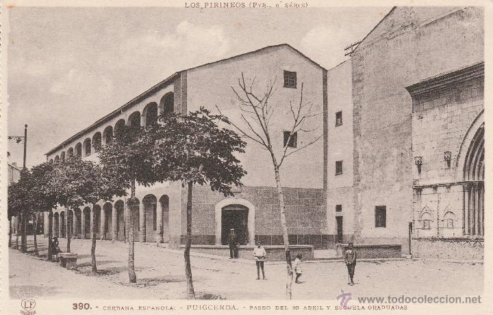 Postkarten: N&ordm; 16158 POSTAL PUIGCERDA PASEO DEL 10 DE ABRIL Y ESCUELA GRADUADAS