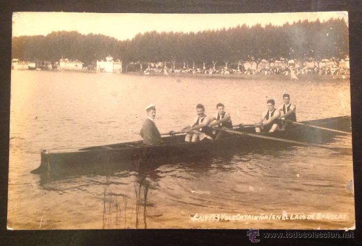 Postcards: JC. N&ordm; 173. VOLE CATALU&Ntilde;A. EN EL LAGO DE BA&Ntilde;OLAS. Postal fotogr&aacute;fica. Pirag&uuml;ismo. Carreras.