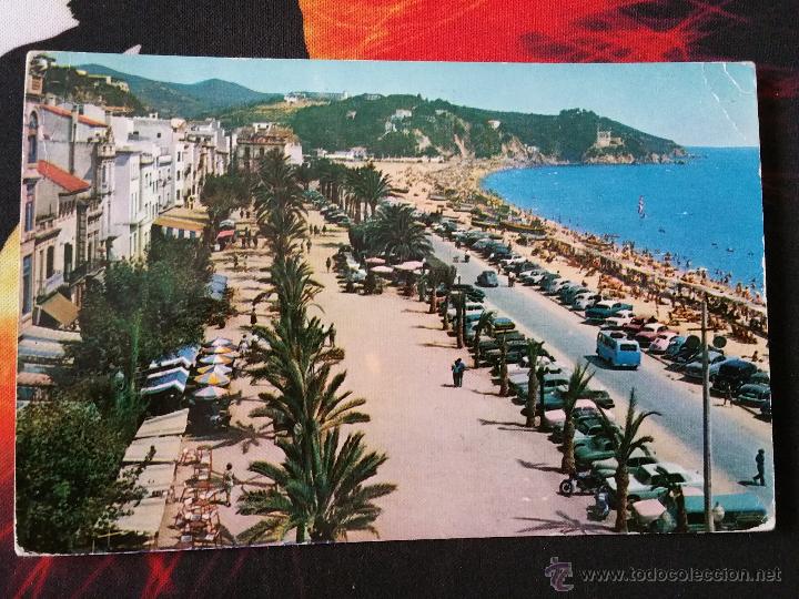 Postais: POSTAL LLORET DEMAR , PASEO Y PLAYA , CON CU&Ntilde;O EN REVERSO DE 1960