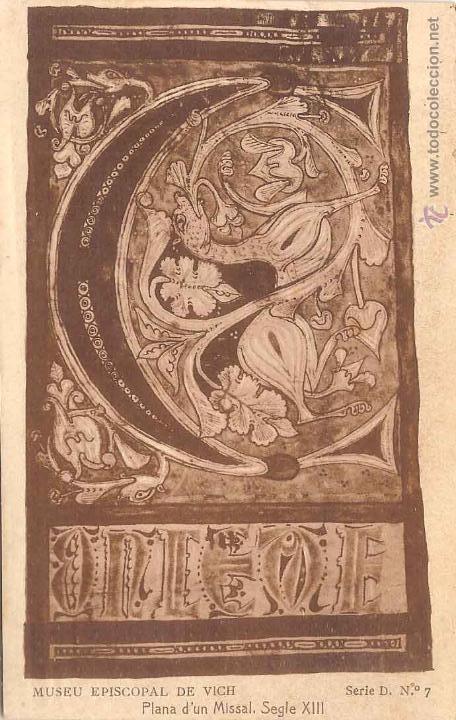 Postales: PLANA D'UN MISSAL. SEGLE XIII, MUSEU EPISCOPAL DE VICH - MVE - CIRCULADA