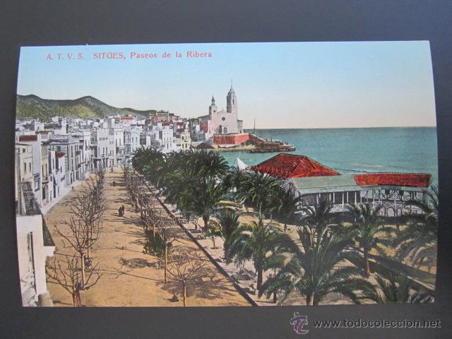 Postales: POSTAL BARCELONA, SITGES. PASEOS DE LA RIBERA - Foto 1
