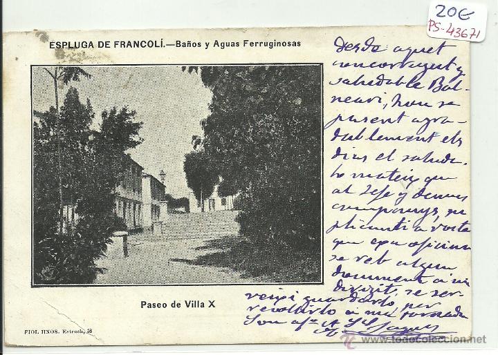 Postkarten: (PS-43671)POSTAL DE ESPLUGA DE FRANCOLI-BA&Ntilde;OS Y AGUAS FERRUGINOSAS.PASEO DE VILLA X