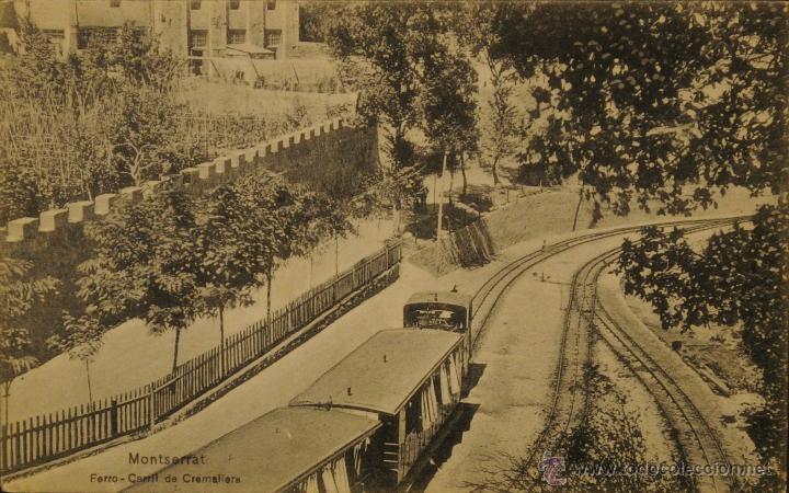 Postales: ESTACION DE MONTSERRAT - FERROCARRIL CREMALLERA - FOTOGRAFIA IMPRESA SIN CIRCULAR Y DORSO DIVIDIDO