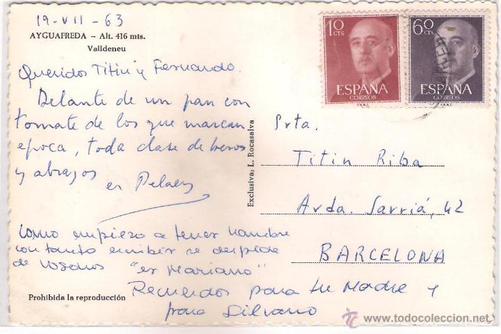 Postales: POSTAL DE AIGUAFREDA  .  VALLDENEU . - Foto 2
