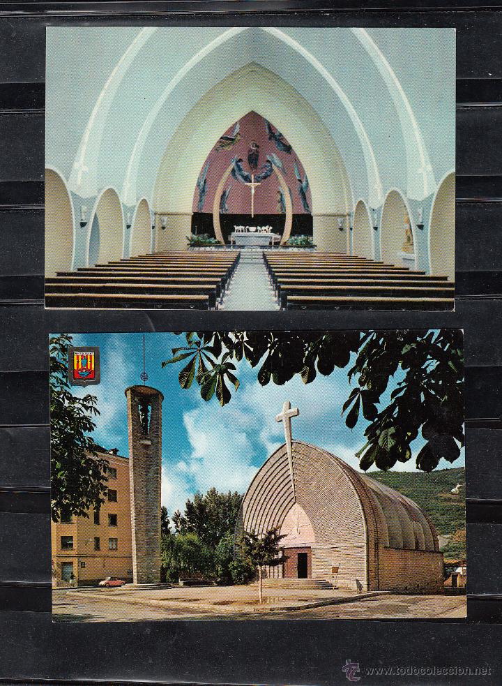 Postales: PONT DE SUERT. INTERIOR Y EXTERIOR DE LA NUEVA IGLESIA. 2 POSTALES