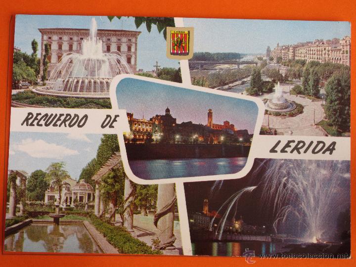 Postales: POSTAL - LERIDA - FUENTE MONUMENTAL OL. DEL GOBIERNO CIVIL - ESCUDO ORO - NO CIRCULADA