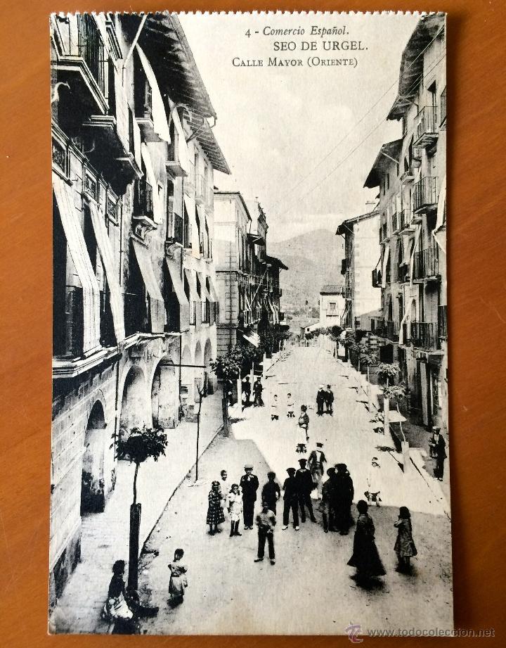 Postales: POSTAL DE LA SEO DE URGEL CALLE MAYOR (ORIENTE) COMERCIO ESPA&Ntilde;OL