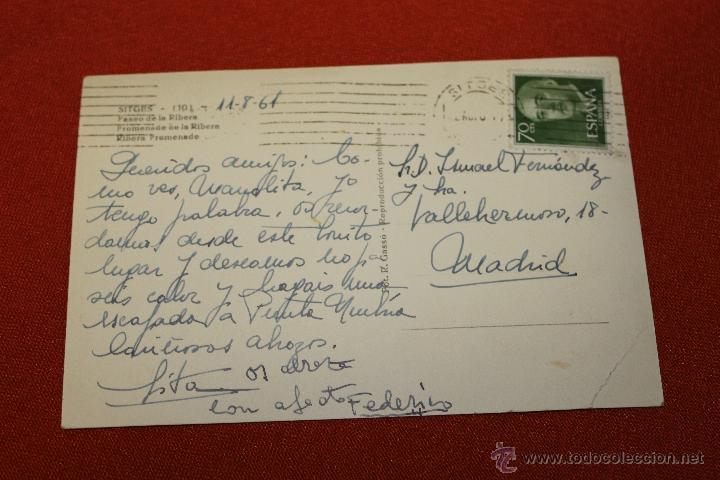 Postales: POSTAL SITGES PASEO DE LA RIBERA 1961 - Foto 2