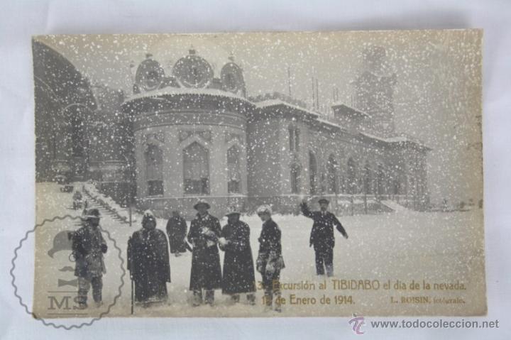 Postkarten: Postal Fotogr&aacute;fica Animada - 13. Excursi&oacute;n al Tibidabo, D&iacute;a de Nevada - Sin Circular, A&ntilde;o 1914