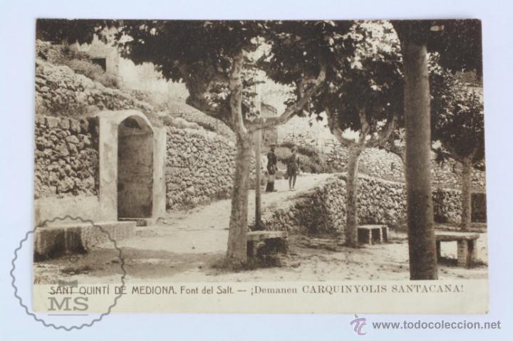 Postkarten: Antigua Postal Animada - Sant Quint&iacute; de Mediona. Font del Salt - &iexcl;Demaneu Carquinyolis Santacana!