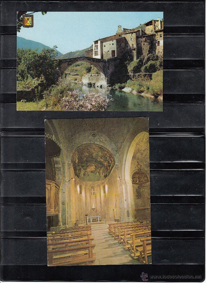 Postales: EL PALLARS. MONASTIR ROMANIC. Y VISTA PARCIAL DE LA LOCALIDAD GUERRI DE LA SAL. 2 POSTALES
