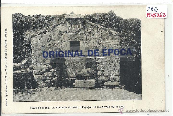 Postkarten: (PS-45362)POSTAL DE PRATS DE MOLLO-LA FONTAINE DU PONT D&acute;ESPAGNE ET LES ARMES DE LA VILLE
