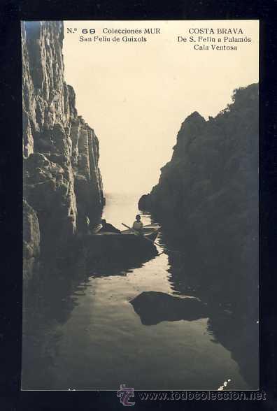 Postales: Postal de SANT FELIU DE GUIXOLS: Cala Ventosa. Fotografica antiga (Ed. Mur num. 69)