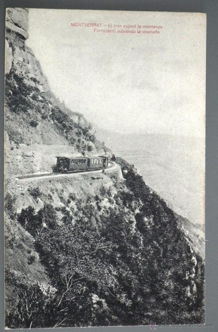 Postales: POSTAL DE MONTSERRAT - FERROCARRIL SUBIENDO LA MONTA&Ntilde;A A PRINCIPIOS DEL SIGLO XX
