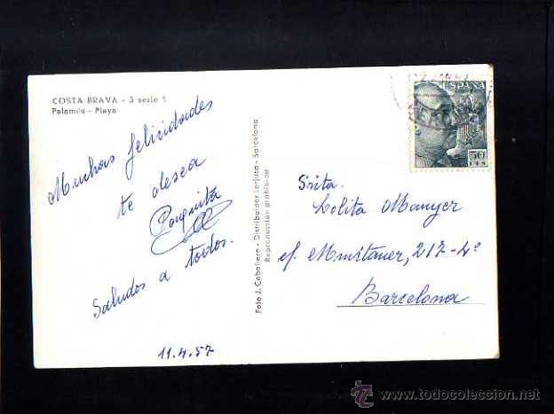 Postales: Postal de Palam&oacute;s. Circulada 1957 - Foto 2