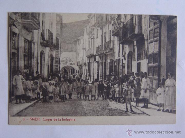 Postales: POSTAL DE AMER CARRER DE LA INDUSTRIA - Foto 1
