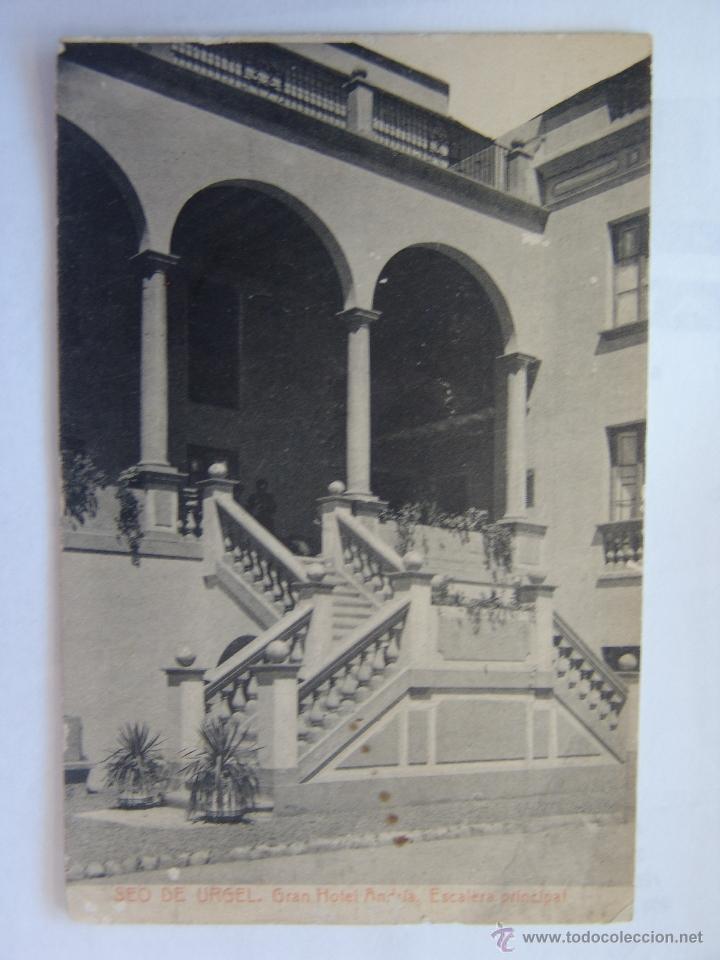 Postales: POSTAL DE SEO DE URGEL GRAN HOTEL ANDRIA ESCALERA PRINCIPAL