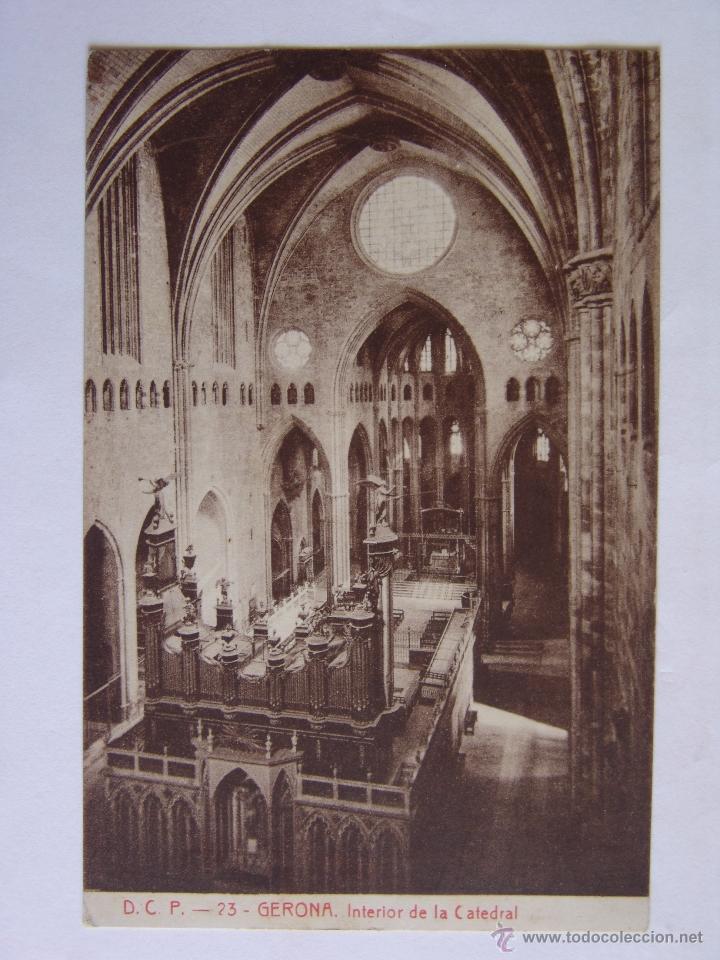 Postales: POSTAL DE GERONA INTERIOR DE LA CATEDRAL - Foto 1