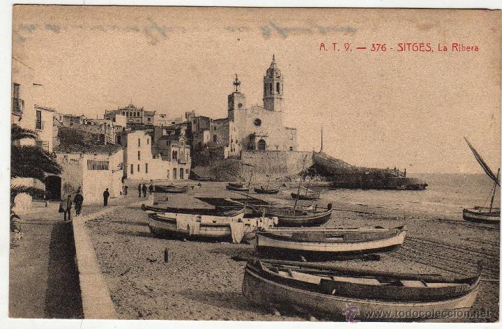 Postales: POSTAL SITGES 1912 A.T.V. LA RIBERA - Foto 1